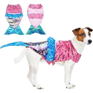 Mermaid Dog Halloween Costume - Funny Shiny Dog Clothes Mermaid Costume for Small to Medium Dogs Puppy, Pet Cat Cosplay Outfit Apparel for Christmas Birthday Parties Photo Props