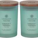 Chesapeake Bay Balance + Harmony Scented Candles Water Lily Pear Fragrance Medium Size Natural Soy Wax 50 Hours Burn Time Pack of 2