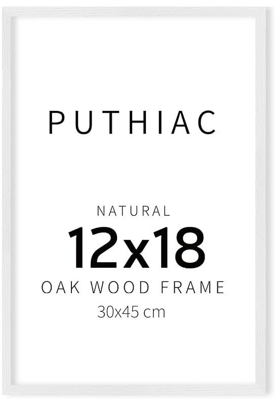 puthiac 12x18 Solid Oak Wood Picture Frame, White, 1 Pack