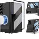 for Samsung Galaxy Z Fold 7 Case, Adjustable Metal Stand, Compatible with Round Shape Magsafe Accessories, Built in Screen Protector, Ultra Thin and Slim, Magnetic 2025, Black