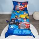 Paw Patrol Calling All Pups 4 Piece Toddler Bedding Set Includes Comforter, Sheet Set Fitted + Top Sheet + Reversible Pillowcase for Boys Bed, Blue