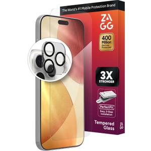 ZAGG Glass+ Screen & Camera Lens Protection for iPhone 17 Pro Max - Impact & Shatter Protection, Full Coverage Scratch & Smudge-Resistant Tempered Glass, Anti-Reflective Camera Lens Protector