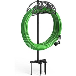 Keten Garden Hose Holder, Detachable Metal Water Hose Holder Stand, Heavy Duty Freestanding Garden Hose Reel Rack and Hose Storage Organizer for Outside Yard