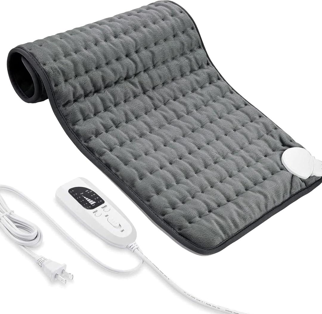 Electric Heating Pad for Back Pain Relief, Heating Pads for Cramps, Auto Shut Off, Machine Washable, Heating pad for Neck and Shoulder, Knee, Arms, Legs, etc. (Dark Gray, 2412)