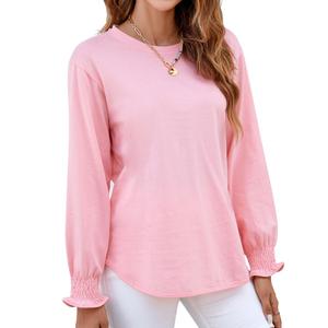 Atnlewhi Womens Puff Long Sleeve T Shirts Pink (Pink, L)