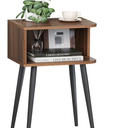 Small Bed Side Table for Small Spaces, Mid Century Modern Nightstand End Table with Open Storage, Side Table for Bedroom Living Room, Walnut Brown MLBZ20R-2