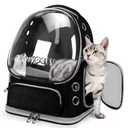 Cawypety Cat Backpack Carrier, Breathable Cat Carrier Large Space Bubble Pet Backpack for Kitty Small Dog up to 12lbs, Transparent & Foldable Pet Carrier for Travel Hiking (Black