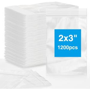 1200pcs 2 x 3 Clear Zip Bag, Small Plastic Jewelry Bags, 2 mil Thick Small Baggies, Resealable Zipper Bag, Storage Baggies for Daily Vitamin, Jewelry, Candy