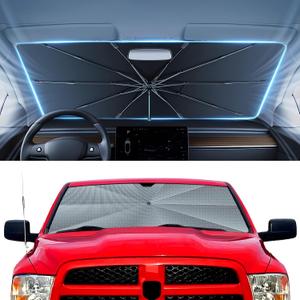 Autorder Windshield Sun Shade Umbrella for 2011-2018 Dodge RAM 1500 Accessories,Upgraded Ice Crystal Material,Easy Setup Umbrella Sunshade for Car Windshield,100% Sun Blocking