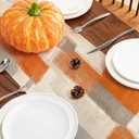 Orange Grey Table Runner 36 Inches Long, Fall Thanksgiving Seasonal Watercolor Table Runners for Party Kitchen Dining Coffee Table Wedding Home, Machine Washable (13"x36", Orange Grey)
