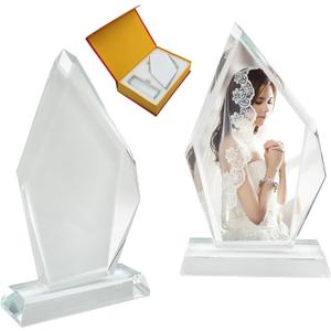 Ismosm Sublimation Crystal Blanks, Two Pack Glass Plaque Blanks for Sublimation Award Plaque, Picture Frame, Sublimation Gifts, Crystal Tabletop Decor, DIY Sublimation Blanks with Improved Gift Box (Irregular 2 Pack)