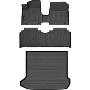 Floor Mats & Cargo Liner Custom for 2025 Hyundai Ioniq 5 with Unmovable Console, All Weather Protection TPE Automotive Floor Liners Fits Front& 2nd Row Set Accessories, Black
