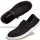 BELOS Women's Rhinestone Lace Up Loafers Shoes Comfortable Slip On Mesh Knit Walking Shoes Fashion Lightweight Sparkly Glitter Sneaker (11, Black)