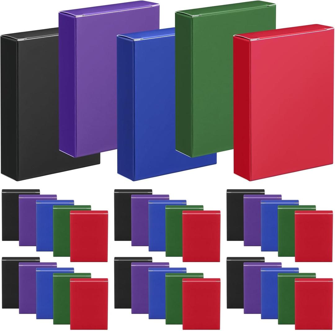 Jexine 50 Pieces Playing Card Boxes Empty Playing Case Card Holder Bulk Organize Storage Board Box Baseball Trading (Red, Blue, Green, Black, Purple)