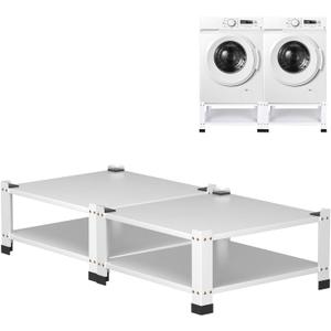 Washer Dryer Pedestal Set of 2 With Storage Shelf, 28.3 x 28.3 x 14 in, 800 lb Capacity Heavy Duty Carbon Steel Laundry Pedestals, White, 2 pcs