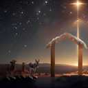 4 pcs Large Christmas Nativity Set 55.12 inch Tall Stand Ups Cardboard Cut Out Set Include Stable Sheep Cow Donkey Life Size Cardboard Cutout for Xmas Vacation Bible School Decor Supplies