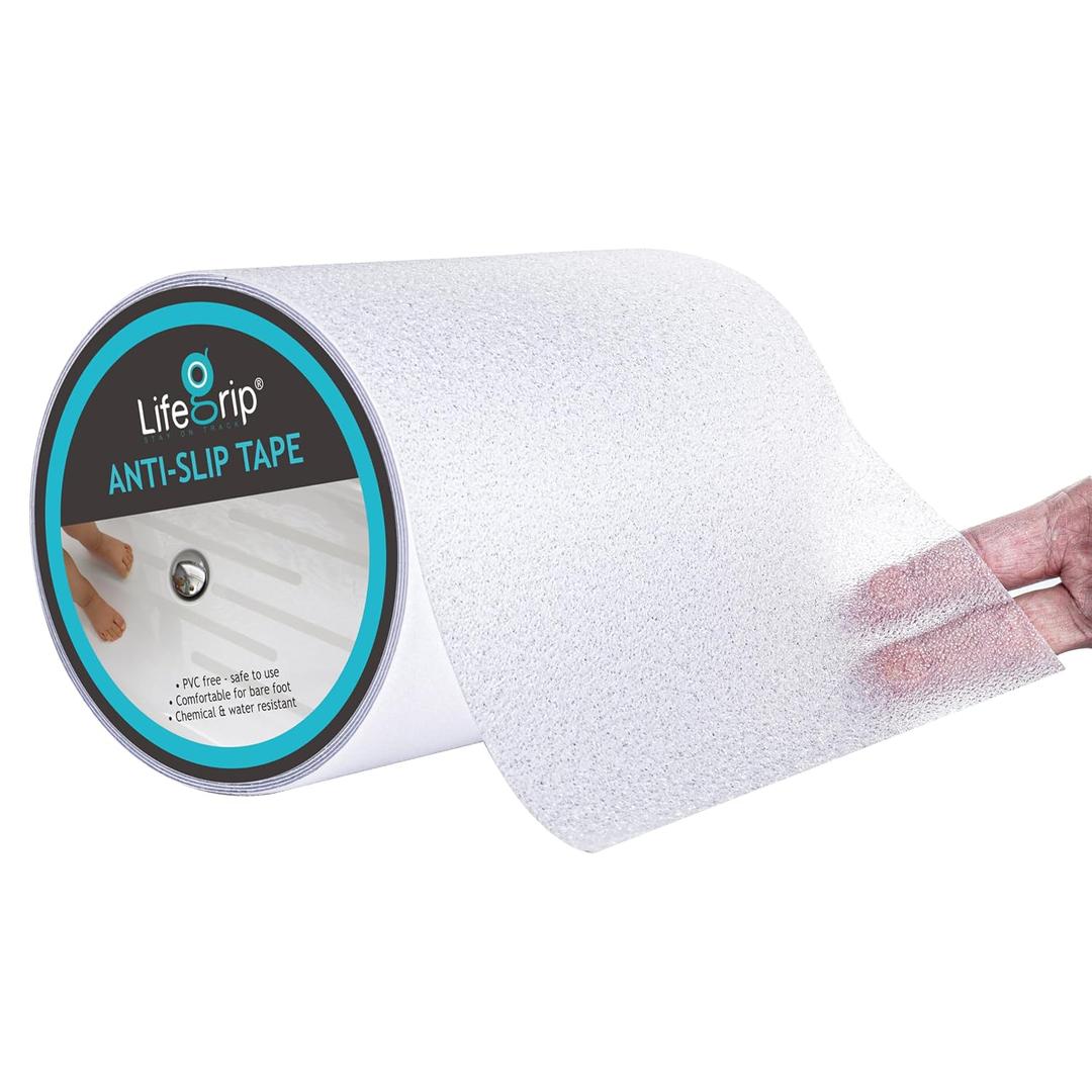 LifeGrip Anti Slip Transparent Anti Slip Tape, 8 inch by 30 feet, Non-Slip Traction Grip Tape to Tubs, Boats, Stairs, Clear, Soft, Comfortable for Bare feet (8" X 30')