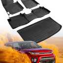 DiffCar for Kia Soul Floor Mats & Cargo Liner 2014 2015 2016 2017 2018 2019 (Not for Hybrid) | All-Weather Custom Fit Car Accessories for Kia Soul Interior Protection | TPE Floor Trunk Mats 4PCS Set