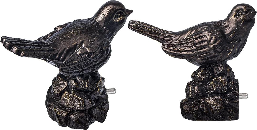1 or 7/8 Inch Bird-Shaped Decorative Finials for Curtain Rods,Vintage Oil Bronze Curtain Rod Ends Metal Curtain Rod Finials Ends Easy to Install Set of 2 Rod End