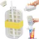 Ice Cube Bottle Cool Summer ice Bottle Cup800ml 2-in-1 zero Touch Press ice cube mold Easy Press to Release Vertical Ice Tray for Freezer (white)