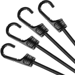 ZHOUBIN 48 Inch Black Bungee Cords with Hooks Heavy Duty, 4 Pcs