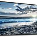 Black Framed Canvas Wall Art - Large Size, Modern Office & Bedroom Decor - Blue Beach Ocean Seascape Prints - 30"X60"
