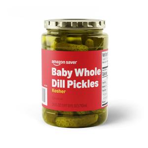 Amazon Saver, Kosher Baby Whole Dill Pickles, 24 Fl Oz (EXP 01/01/27)