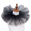 BEoneBEwin Victorian Tulle Ruffle Collar, Layered Mesh Neck Ruff, Elizabethan Renaissance Halloween Costume Accessory (Black)