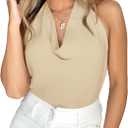 Amarmia Womens Mock Neck Twist Front Knit Sweater Vest Sleeveless Ribbed Slim Fit Solid Soft Sexy Trendy Pullover Tank Tops (Brown, XXL)