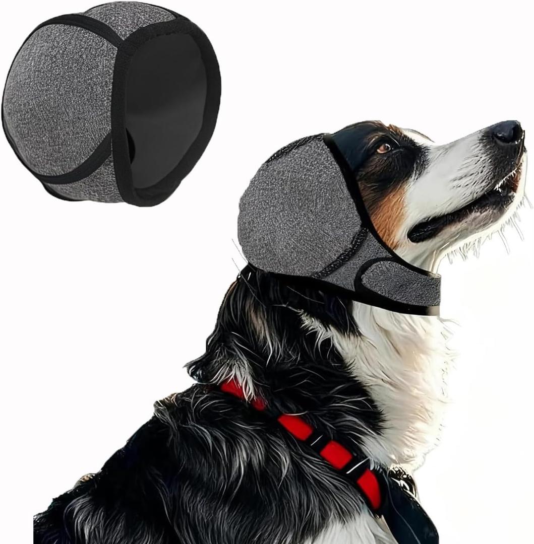 Dog Ear Muffs for Noise Protection - Anti-Anxiety Relief Calming Hoodie, ThunderShirt Alternative for Thunder & Fireworks, Water-Resistant & Warm Winter Dog Headwrap (Small)