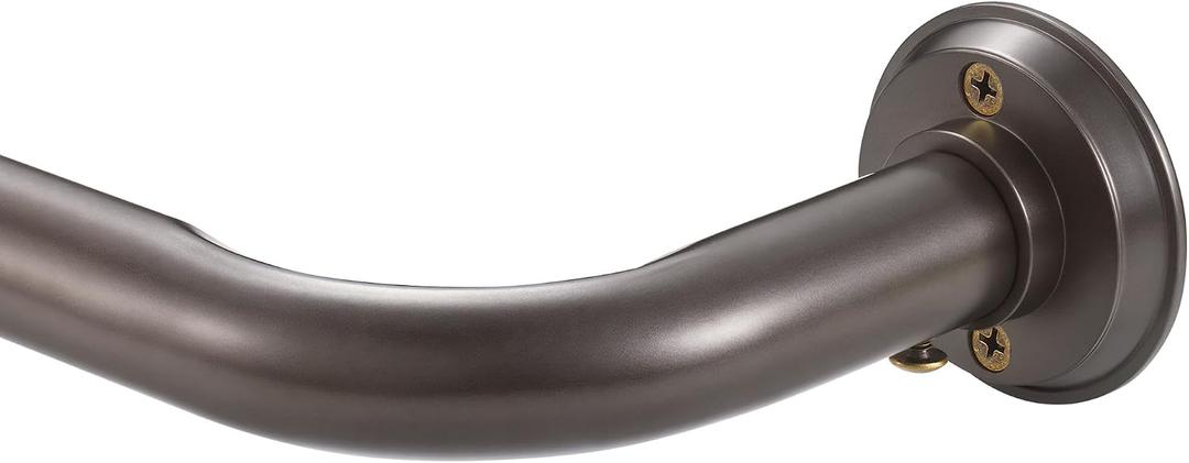 1 1/8 Inch Diameter Room Darkening Curtain Rods 84-134”, Heavy Duty Window Wrap Around Drapery Rod with Aluminum Bracket, Accessories, Wall Mounted Ceiling Mounted, Adjustable Length, Dark Bronze