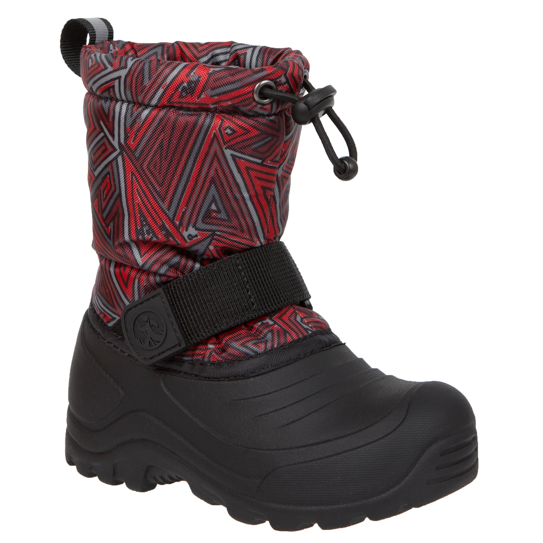 Northside Kids Frosty XT Snow Boots Waterproof Insulated - Seam Sealed Warm Liner Reflective Pull Traction Sole - Lightweight Stylish Winter Footwear, Dark Gray/Red, 5