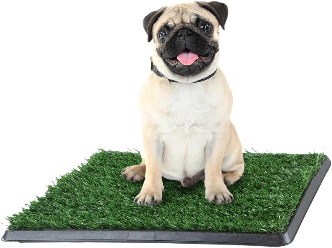 Artificial Grass Puppy Pee Pad for Dogs and Small Pets - 16x20 Inch, Reusable 3-Layer Potty Training Pad with Tray - Dog House and Pet Supplies by PETMAKER