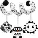 Baby Spiral Hanging Stroller and Car Seat Toys Black and White High Contrast Sensory Toy Newborn Plush Activity Toys Party Favors Quality Gifts for Baby Shower, Easter Basket Stuffers -OWL