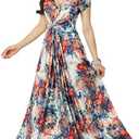 KOH KOH Womens 2025 Long Flowy Cap Sleeve Empire Waist Cocktail Maxi Dress Gown Size 2XL