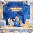 10ft x 10ft Wrinkle Free Royal Blue Backdrop Curtains for Party Stage Wedding Ceremony, Polyester Photography Backdrop Drapes Back Drop Cloth for Baby Shower,Rod Pocket Home Sliding Door Decoration