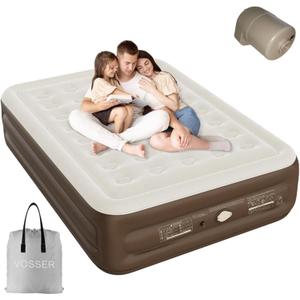 Queen Air Mattress with Built-in Pump,18'' Self Inflatable Mattress with Cordless Removable Lithium Battery Pump, Blow Up Mattress with Storage Bag,Foldable Rest Airbed for Home, Camping & Guests