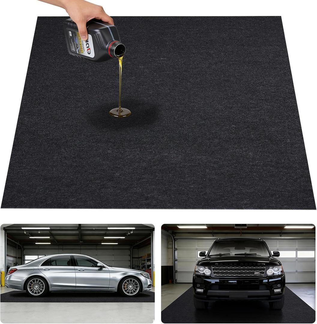 Grefinity Garage Floor Mat7.4'x 17' Oil Spill Mat Heavy Duty Under Car Mat for Garage & Driveway, Protects Against Oil, Chemicals & Stains with TPE Anti-Leak Backing, Reusable & Washable