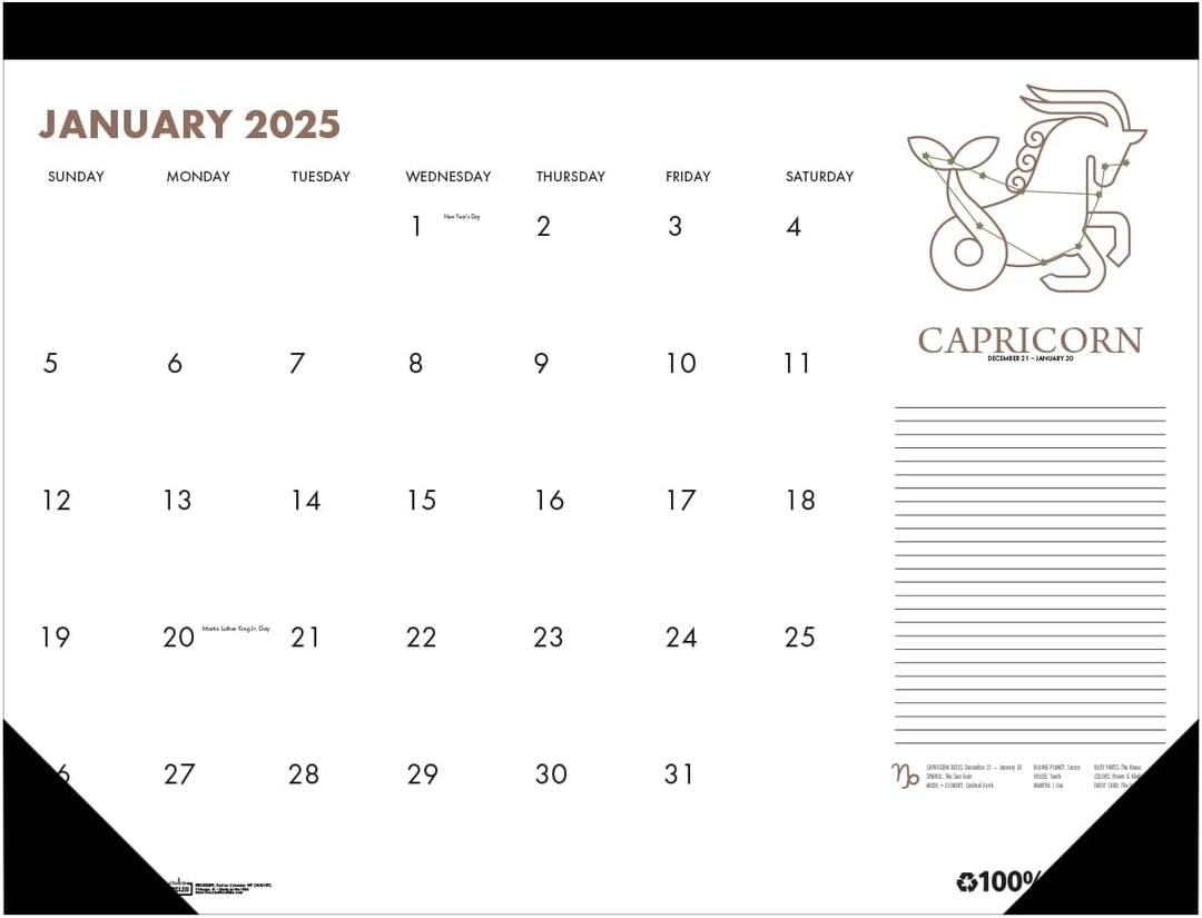House of Doolittle 2025 Monthly Desk Pad Calendar, Zodiac, 22 x 17 Inches, January - December (HOD167-25)