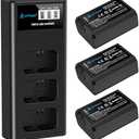 Artman NP-FW50 Battery 3-Pack and Upgraded 3-Slot ZV-E10 Battery LCD Charger for Sony ZV E10, Alpha A6500 A6400 A6300 A6000 A5100 A5000, A7S II, A7S, A7R II, A7R, A7 II, A7, RX10 II III IV Cameras