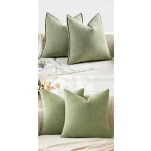 MIULEE Pack of 2 Chenille Decorative Throw Pillow Covers Bundle Pack of 2 Chenille Decorative Throw Pillow Covers 20x20 Inch 18x18 Inch Sage Green