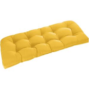 downluxe Outdoor Bench Cushion for Patio Furniture, Water Resistant Tufted Overstuffed Porch Swing Cushions, Thick Outdoor Loveseat Cushions, 44" X 19" X 5", Yellow, Set of 1