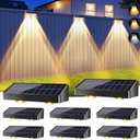 BrizLabs Solar Fence Lights Outdoor, 3 Colors (2700K/4500K/6500K) & 6 Modes Solar Wall Lights, 8 Pack 250lm LED Patio Deck Light IP65 Waterproof Fence Lighting for Outside Backyard Patio Railing Pool (Warm White + Nature White + Cool White)
