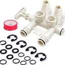 7345388 Water Softener Bypass Valve Assembly-3/4" Standard Replacement Kit with Adapters, O-Rings & Clips, Compatible with Whirlpool, Kenmore, GE, Morton, NorthStar, EcoWater, EcoPure