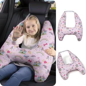 eaonitu Travel Pillow Car Cushion for Kids 6 Years Old+ Shoulder Neck Back Support & Seat Belt Comfort, Road Trip Cozy Sleeping Gift for Young Travelers, Parents, Families, Baby Shower (Unicorn Pink)