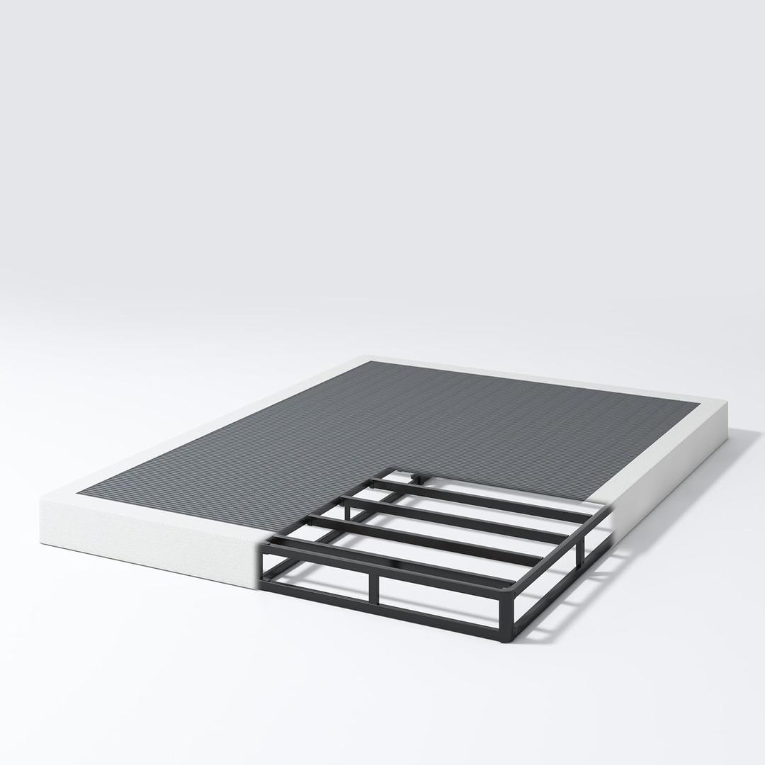 Box Spring for Queen Bed, 5 inch Queen Box Spring Only, Strong Metal Frame Mattress Foundation, No Noise, Easy Assembly