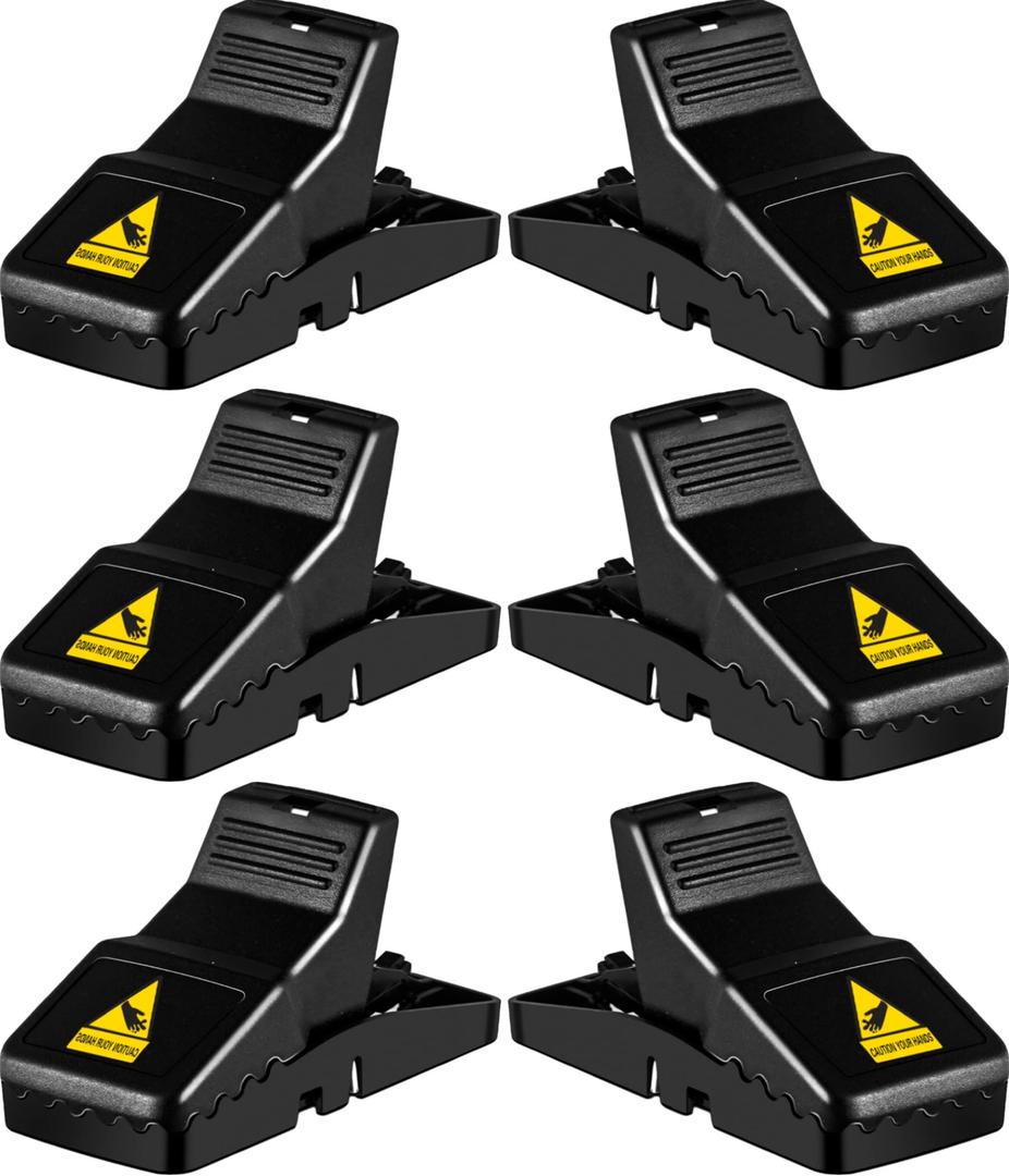 Feeke Rat Trap, Large Mouse Traps, Mouse Traps Indoor for Home, Instant Kill Traps for Mouse Rat Chipmunk, Quick Set Up and Reusable - 6 Pack, Black