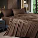 Shilucheng 4 Piece King Sheet Sets, Cooling Sheets, Blend Rayon Derived from Bamboo, Deep Pocket Up to 16", Breathable & Soft Bed Sheets, Hotel Silky Bedding Set, Brown