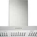 KOBE RAX2142SQB-WM-1 RAX21 Series Wall Mount Range Hood, 42-Inch, Stainless Steel