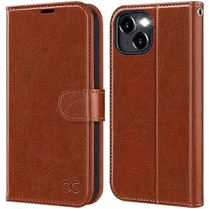 OCASE Compatible with iPhone 15 Wallet Case, PU Leather Flip Folio Case with Card Holders RFID Blocking Kickstand [Shockproof TPU Inner Shell] Phone Cover 6.1 Inch 2023, Brown